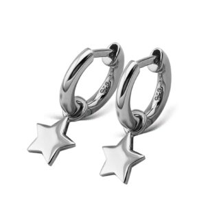 Boucles d'Oreilles Étoile Pendantes Argent – Jwls4u JE011S