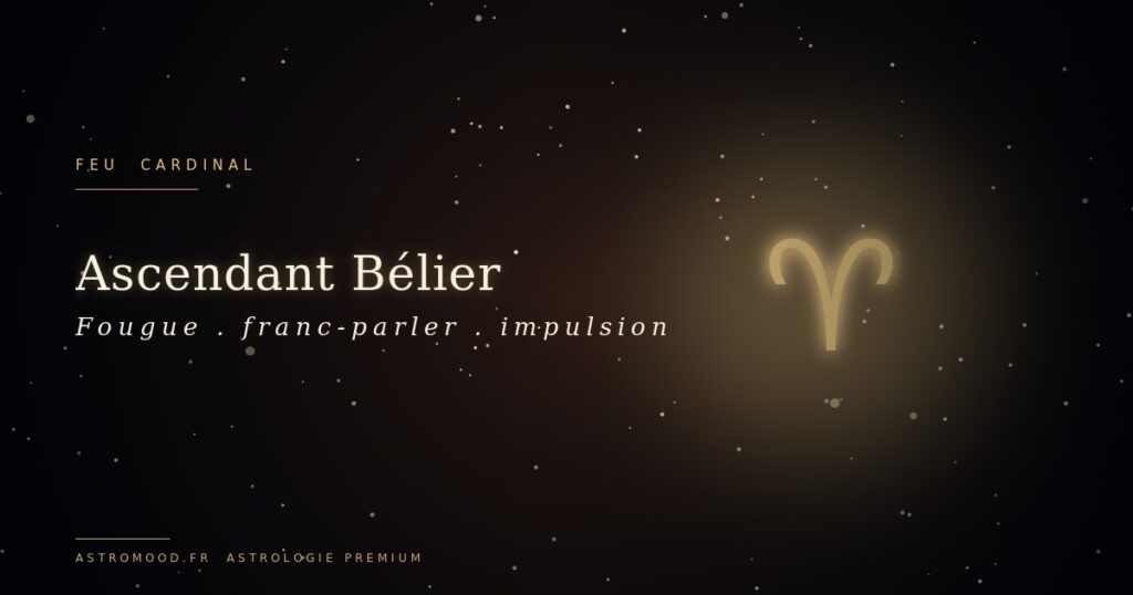 Ascendant Bélier — symbole astrologique or sur fond cosmique navy AstroMood
