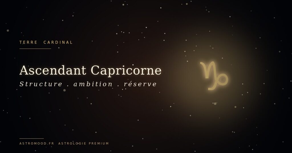 Ascendant Capricorne — symbole astrologique or sur fond cosmique navy AstroMood