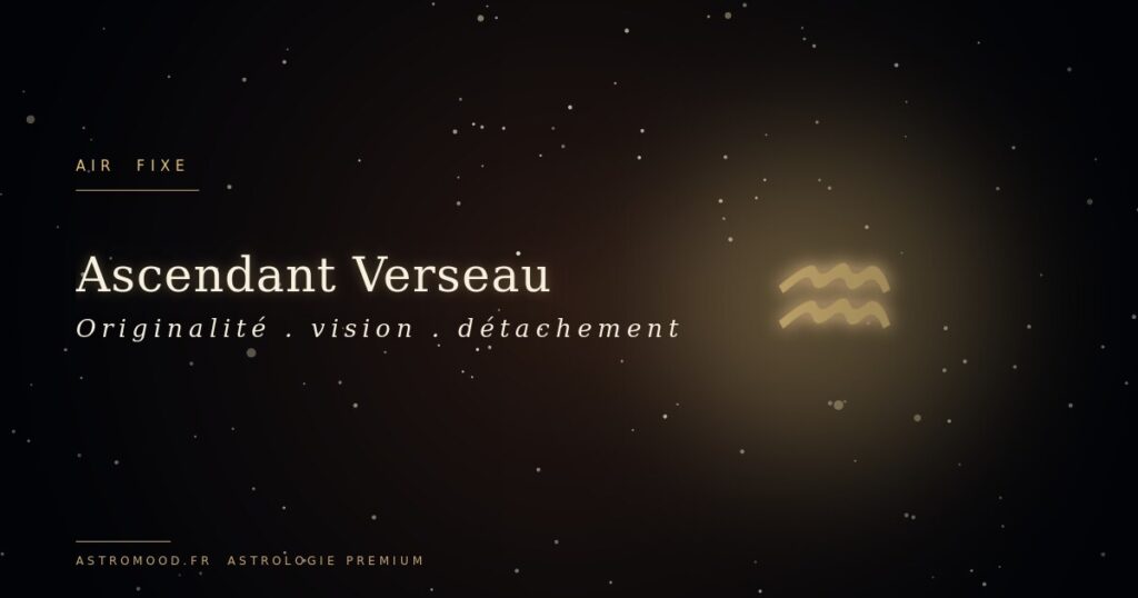 Ascendant Verseau — symbole astrologique or sur fond cosmique navy AstroMood