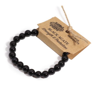 Bracelet Pierre Naturelle Agate Noire — Protection & Force