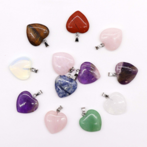 Pendentif Cœur Pierre Naturelle — Lot 12 Pièces | Amour & Guérison