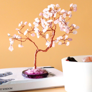 Grand Arbre de Cristaux Quartz Rose — Feng Shui Premium (100 Pierres)