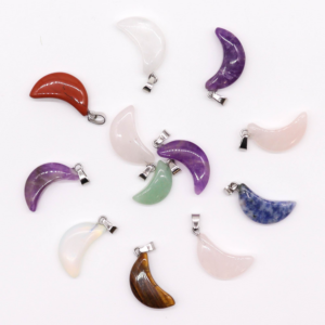 Pendentif Lune Pierre Naturelle — Lot 12 Pièces | Vente en Gros