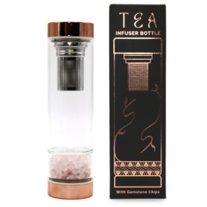 Bouteille Infuseur à Thé Cristal Quartz Rose — Édition Rose Gold | Amour & Bien-être