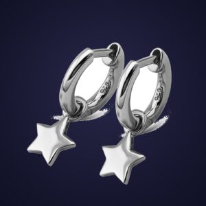 Boucles d’Oreilles Étoile Pendantes — Argent