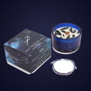 Bougie Cristal & Bracelet Pierre Sagittaire — Rituel Astrologique